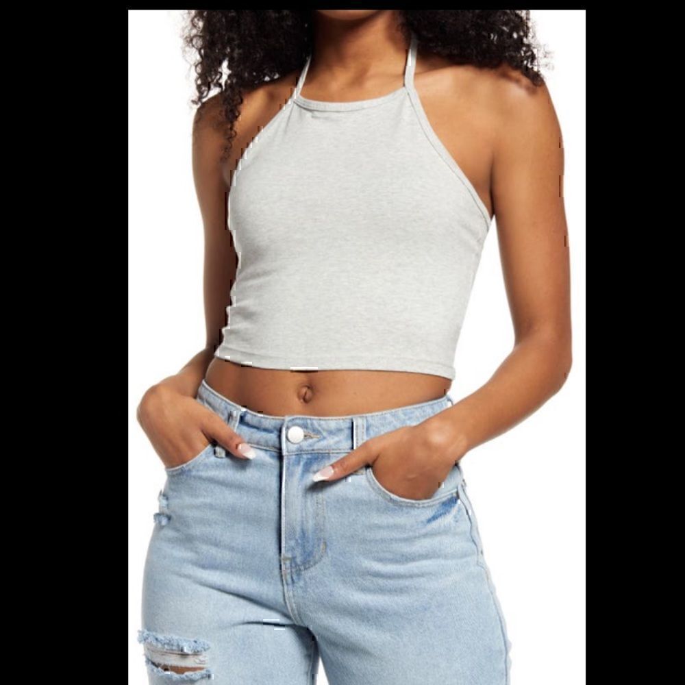NWT  BP  Crop Tank in Light  Heather  Small